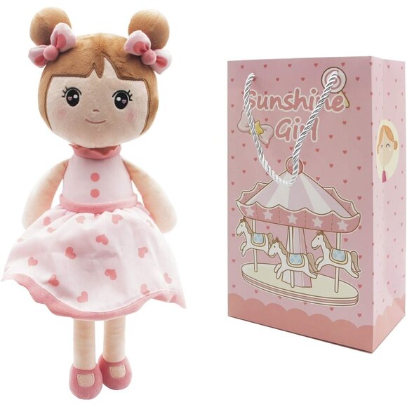 🆕 Baby Girl Pink Stuffed Super Soft Plush Cotton Filler Damp Cloth Toy Gifts - Picture 1 of 8